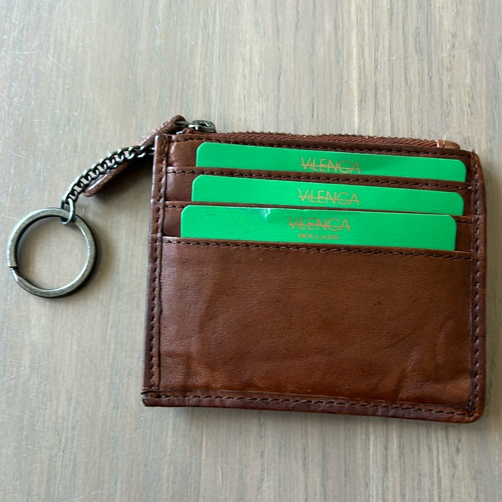 Vilenca Holland Brown Leather Coin/Card And Key Holder Wallet